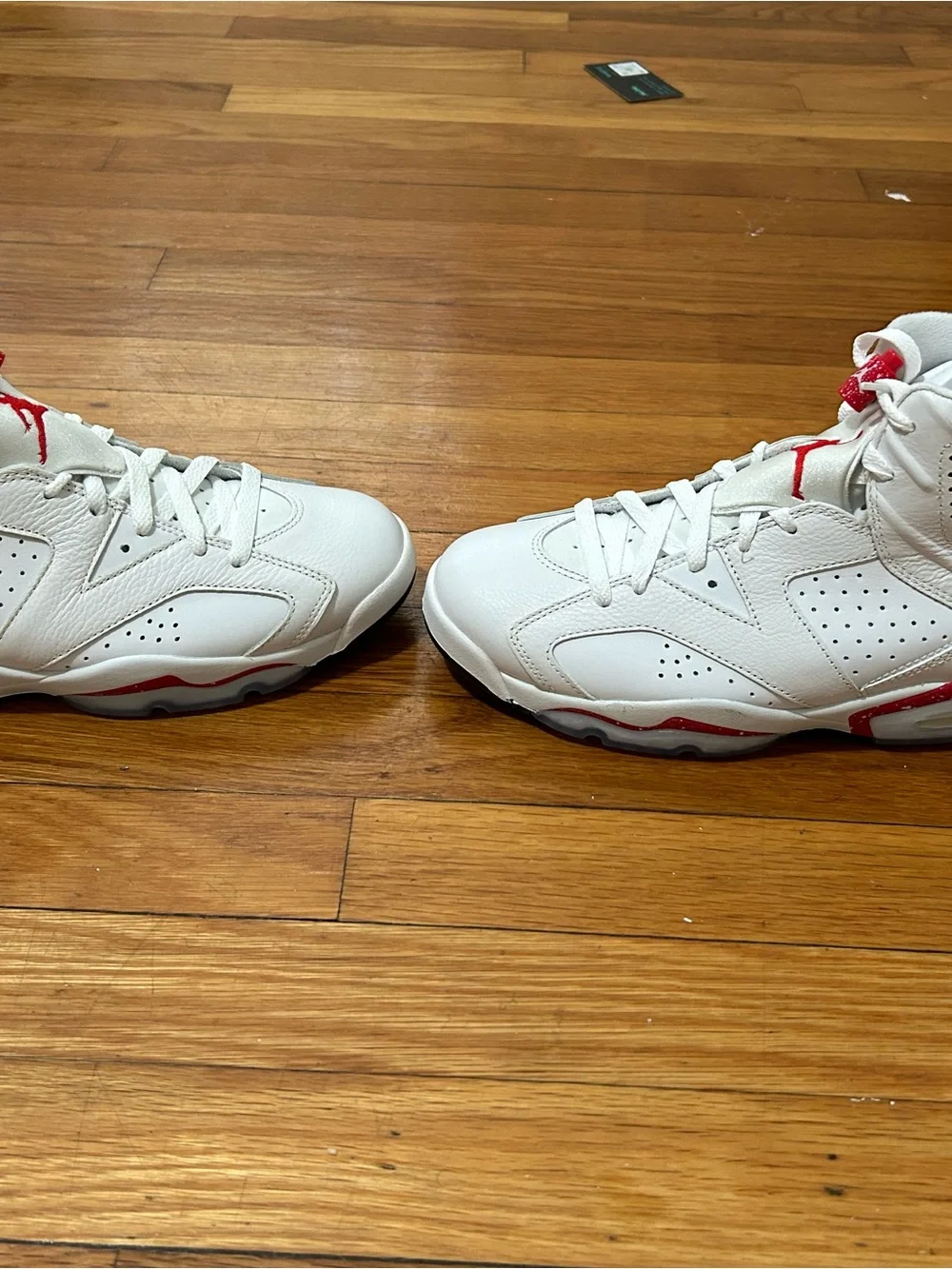 Jordan 6 White Sneakers with Red Accents